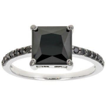 Black Spinel Rhodium Over Sterling Silver Ring 2.12ctw