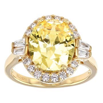 Yellow And White Cubic Zirconia 18K Yellow Gold Over Sterling Silver Ring 9.05ctw