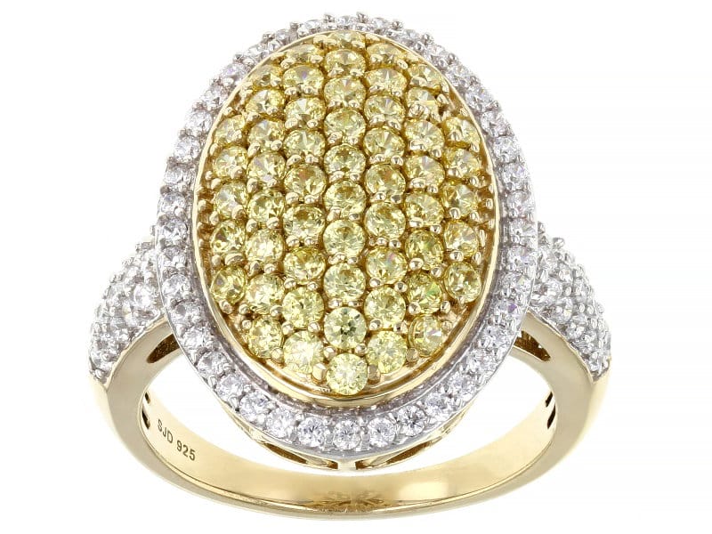 Yellow And White Cubic Zirconia 18k Yellow Gold Over Sterling Silver Ring 3.25ctw