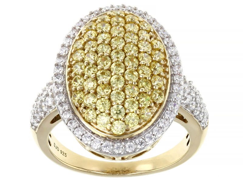 Yellow And White Cubic Zirconia 18k Yellow Gold Over Sterling Silver Ring 3.25ctw