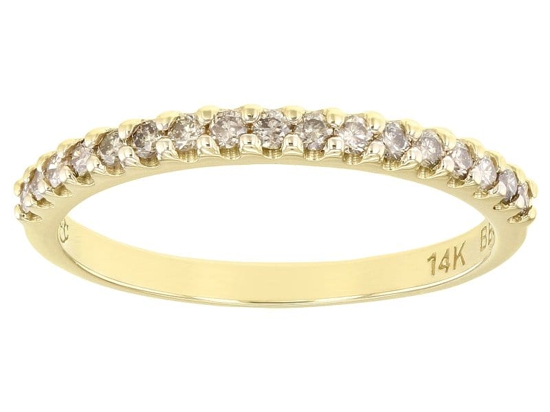 Champagne Diamond 14k Yellow Gold Band Ring 0.25ctw