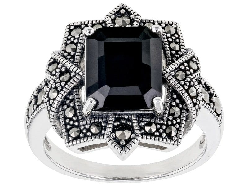 Black Spinel Sterling Silver Ring 3.23ctw