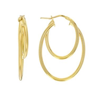 18k Yellow Gold Over Bronze Double Oval Hoop Earrings