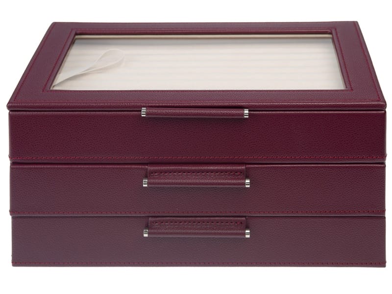 WOLF Medium 3-Tier Jewelry Box with Window and LusterLoc (TM) in Plum