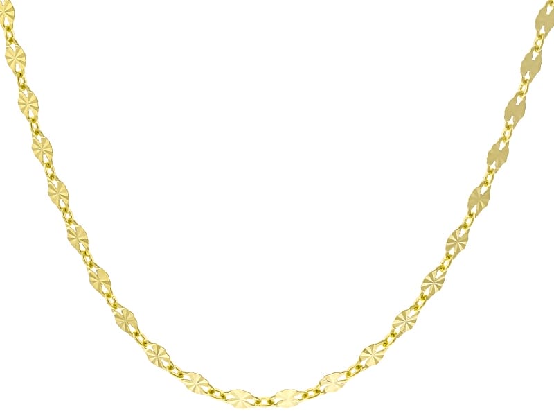 14k Yellow Gold 2.5mm Sunburst Mirror Link 18 Inch Chain