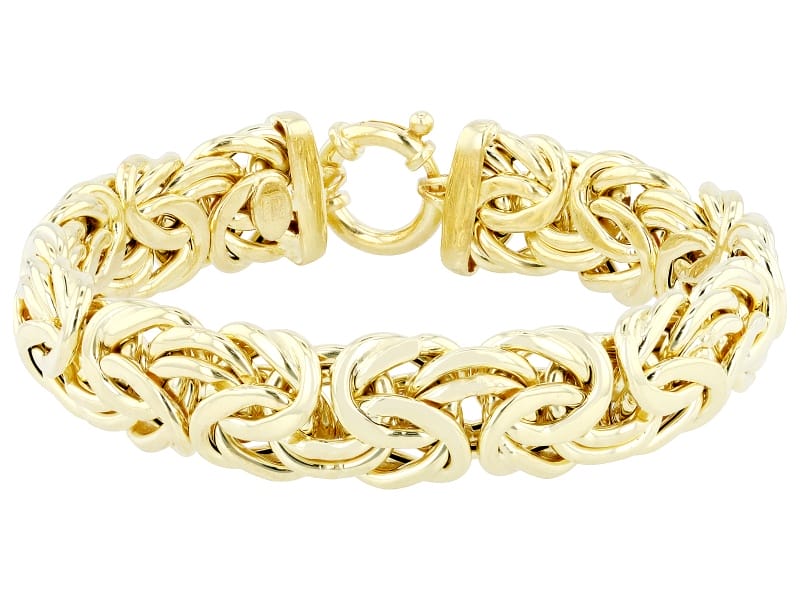 14k Yellow Gold 12.5mm Byzantine Link Bracelet