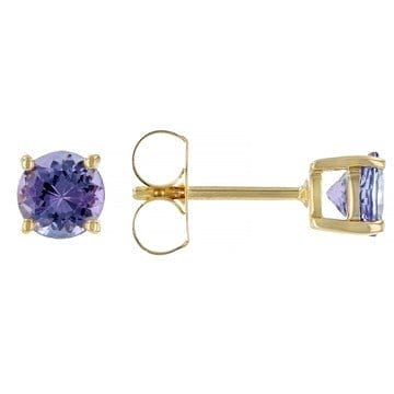 Blue Tanzanite 10k Yellow Gold Stud Earrings 1.12ctw