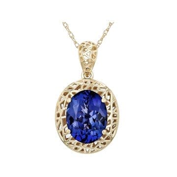 Blue Tanzanite 10k Yellow Gold Pendant With Chain 1.56ct