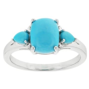 Blue Sleeping Beauty Turquoise Rhodium Over Sterling Silver Ring