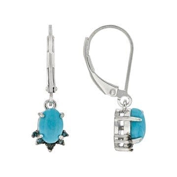 Blue Sleeping Beauty Turquoise Rhodium Over Sterling Silver Earrings 0.06ctw