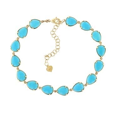 Blue Sleeping Beauty Turquoise 14k Yellow Gold Bracelet