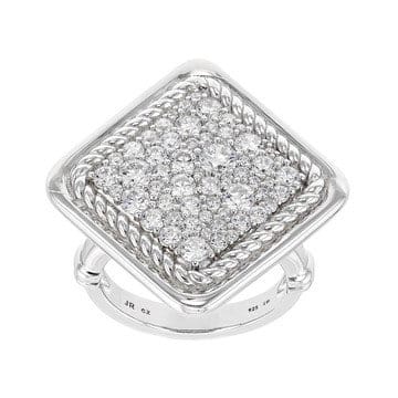 Judith Ripka Cubic Zirconia Rhodium Over Sterling Silver Pave Cosmic Ring 2.76ctw