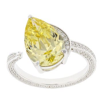 Canary And White Cubic Zirconia Rhodium Over Sterling Silver Ring 7.33ctw