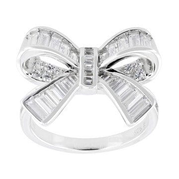 White Cubic Zirconia Rhodium Over Sterling Silver Bow Ring 2.55ctw