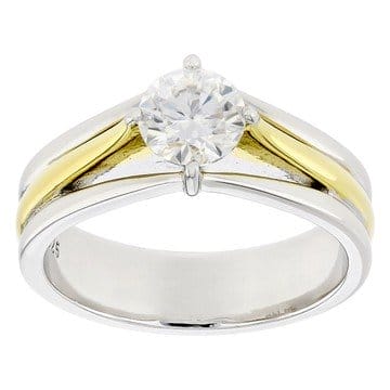 Moissanite Platineve 14k Yellow Gold Over Silver Solitaire Ring .80ct DEW