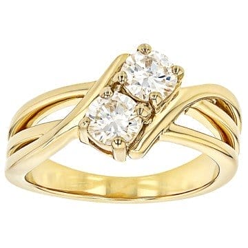 Moissanite 14k Yellow Gold Over Silver Bypass Ring 1.00ctw DEW.