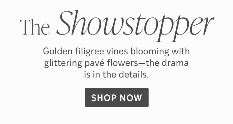 The Showstopper, With golden filigreen vines blooming with glittering pavé flowers, the Laurel Hoop's drama is in the details | Shop Now