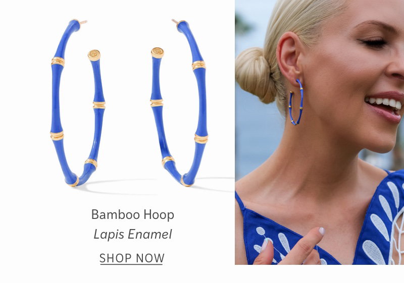 Bamboo Hoop - Lapis Enamel - Shop Now