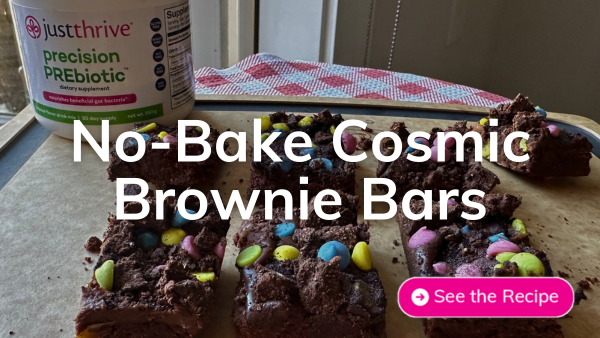 no-bake cosmic brownie bars with Just Thrive PREbiotic