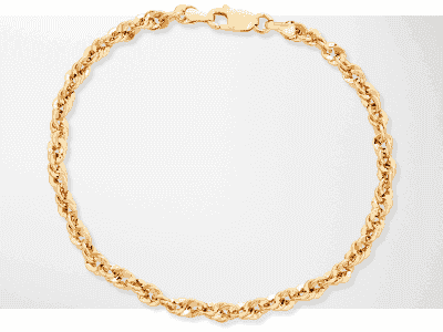 Hollow Rope Chain Bracelet 10K Yellow Gold 7.5''