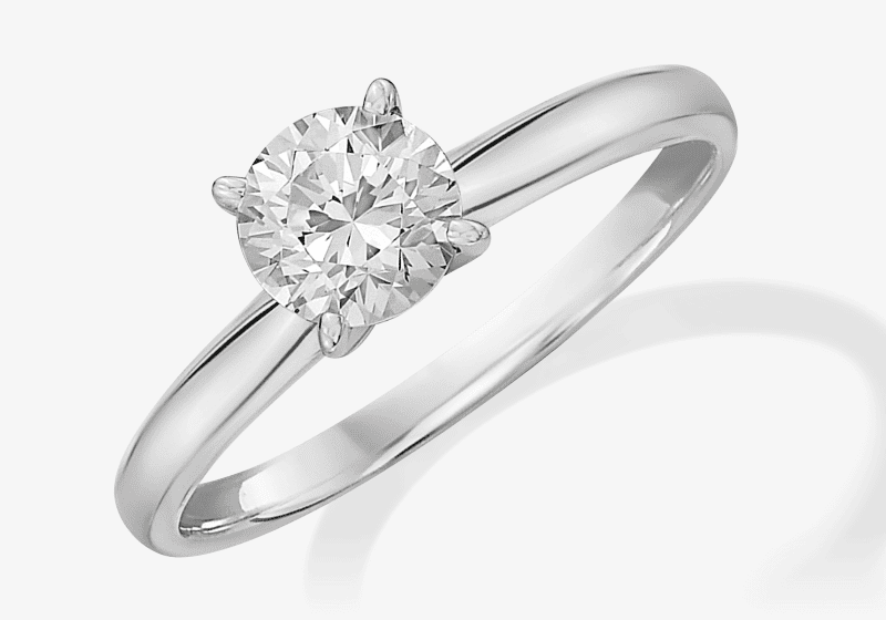 Diamond Solitaire Ring 1 Carat Round-cut 14K White Gold (I/I2)