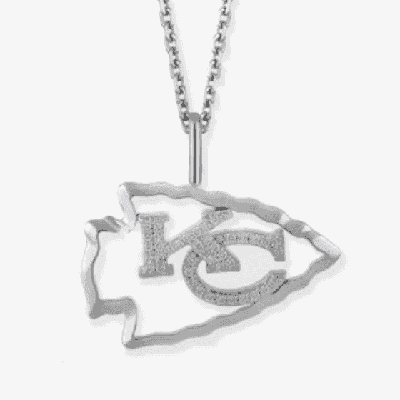 True Fans Kansas City Chiefs 1/10 CT. T.W. Diamond Logo Necklace in Sterling Silver