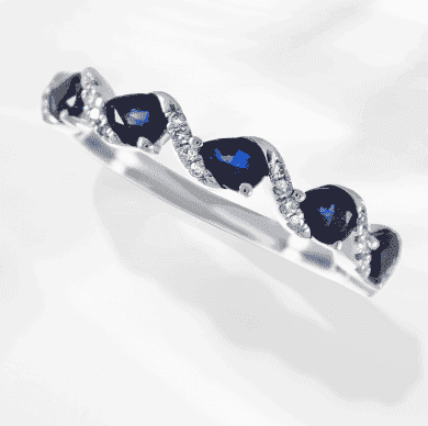 Sapphire Ring 1/10 ct tw Diamonds 10K White Gold