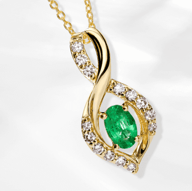 Le Vian Natural Emerald Necklace 1/5 ct tw Diamonds 14K Honey Gold