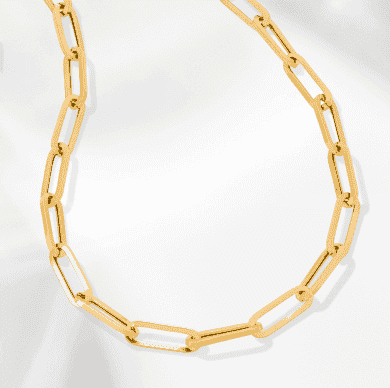 Hollow Paperclip Necklace 10K Yellow Gold 18''
