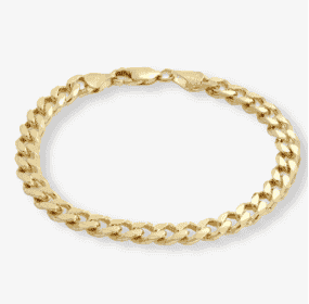 Diamond-cut Solid Curb Chain Bracelet 14K Yellow Gold 7.5''