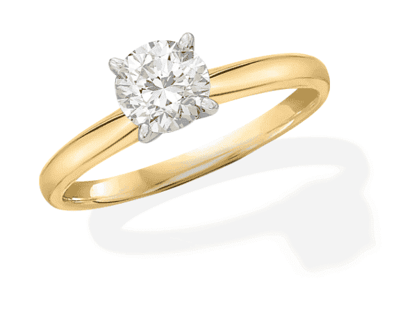 Diamond Solitaire Ring 1 carat Round-cut 14K Two-Tone Gold 