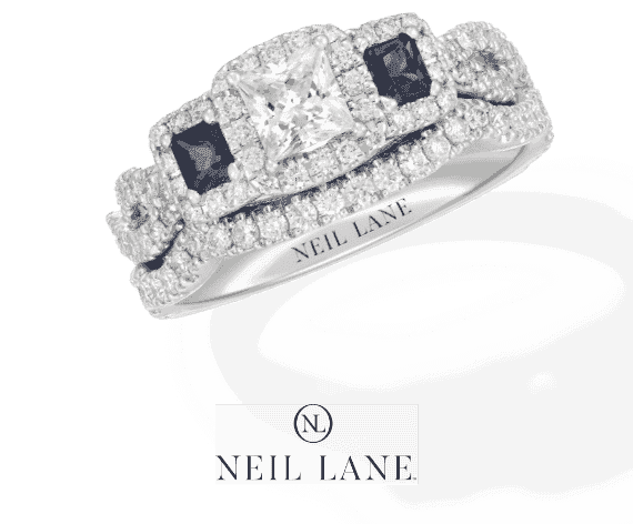 Neil Lane Diamond/Sapphire Bridal Set 1-1/5 ct tw 14K White Gold