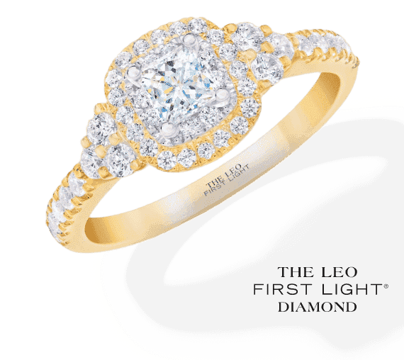 THE LEO First Light Diamond Princess-Cut Engagement Ring 3/4 ct tw 14K Two-Tone Gold