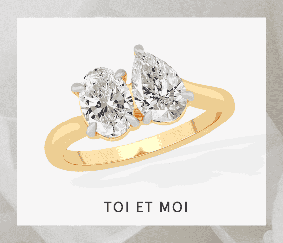 Toi et Moi Pear-Shaped & Oval-Cut Lab-Created Diamond Engagement ring 2 ct tw in 14K Yellow Gold