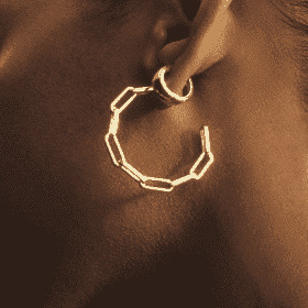 Paperclip Hoop Earrings 10K Yellow Gold 25mm