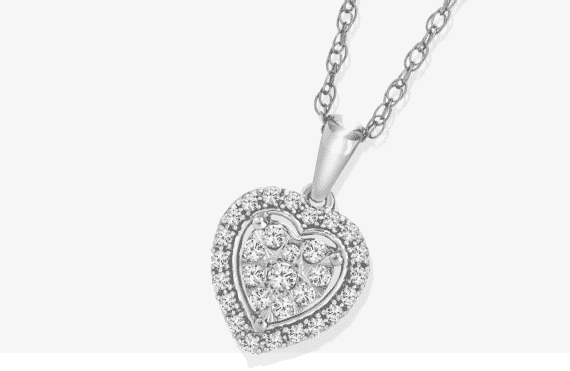 Multi-Diamond Heart Halo Necklace 1/4 ct tw Sterling Silver 18''