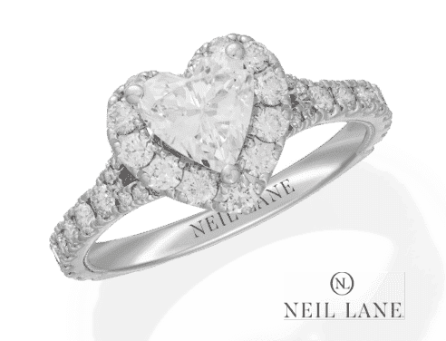 Neil Lane Diamond Engagement Ring 1-3/8 ct tw Heart & Round-Cut 14K White Gold