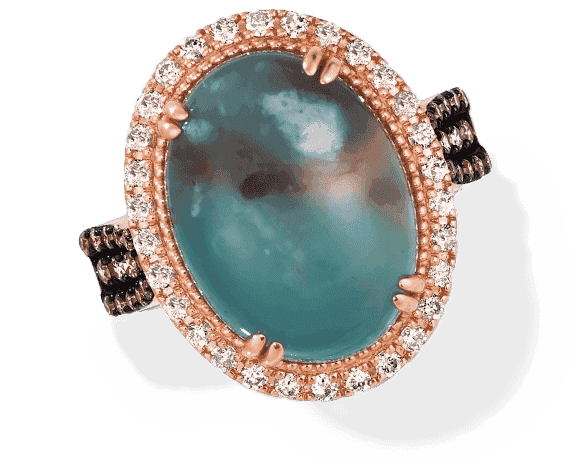 Le Vian Oval-Cut Peacock Aquaprase Ring 5/8 ct tw Diamonds 14K Strawberry Gold