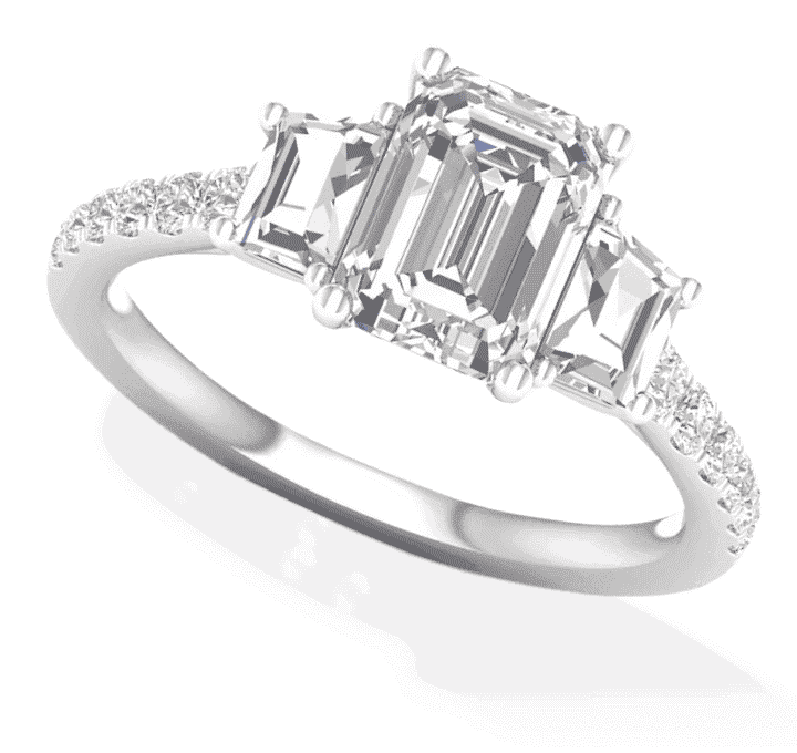 Memories Moments Magic Lab-Created Diamonds by KAY Emerald-Cut & Trapezoid-Cut Three-Stone Engagement Ring 2-5/8 ct tw 14K White Gold