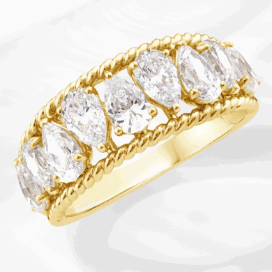 Threads of Love Pear-Shaped Lab-Created Diamond Anniversary Ring 2 ct tw 14K Yellow Gold