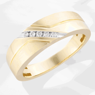 Men's Diamond Diagonal Wedding Ring 1/15 ct tw 10K Yellow Gold