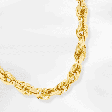 Solid Rope Chain Necklace 10K Yellow Gold 24''