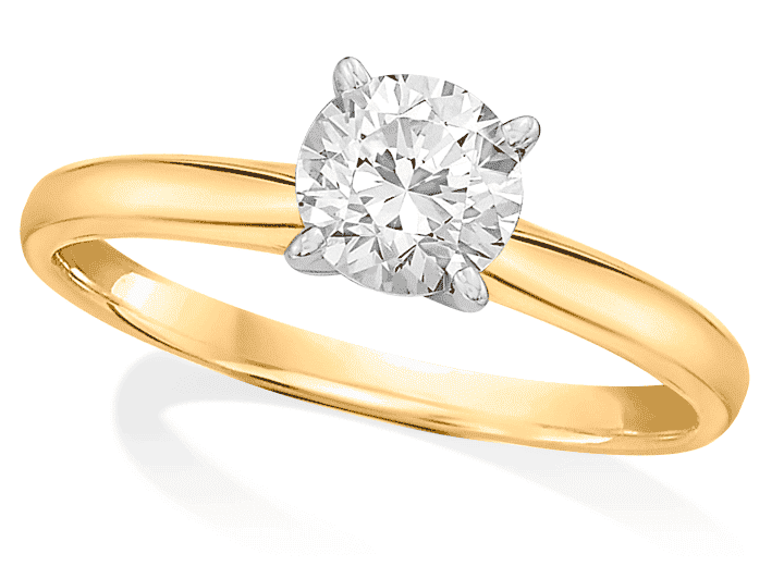 Diamond Solitaire Ring 1 carat Round-cut 14K Yellow Gold (I/I2)