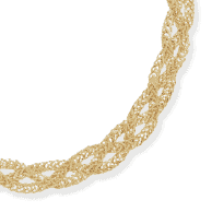 Braided Hollow Chain Necklace 14K Yellow Gold 17''