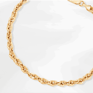 Hollow Rope Chain Bracelet 10K Yellow Gold 7.5''