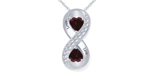 Couple's Heart-Shaped Birthstone Infinity Necklace