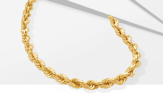 Semi-Solid Glitter Rope Chain 5.5mm 10K Yellow Gold 22''