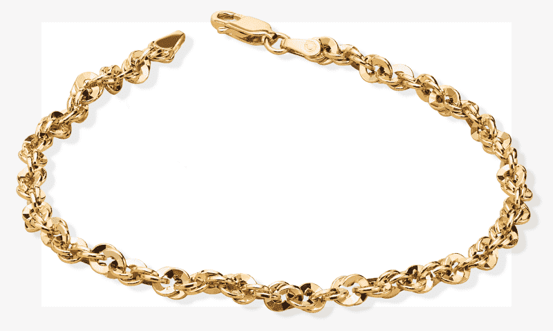 Hollow Rope Chain Bracelet 10K Yellow Gold 7.5''