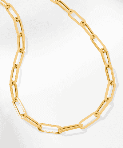 Hollow Paperclip Necklace 10K Yellow Gold 18''