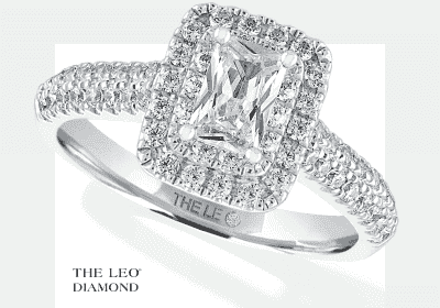 THE LEO Diamond Engagement Ring 1 ct tw Emerald & Round-cut 14K White Gold